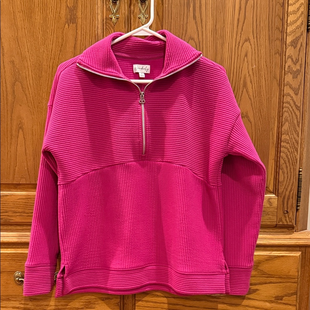 Wonderly Fuchsia quarter zip sweatshirt